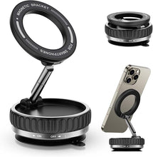 360° Magnetic Car Mobile Holder for Dashboard Vacuum Suction Phone Holder Mount Hand Free Magnetic Cell Phone Stand with Strong Grip Shockproof Suction Cup for Car Gym Office Table - Black