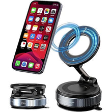 360° Magnetic Car Mobile Holder for Dashboard Vacuum Suction Phone Holder Mount Hand Free Magnetic Cell Phone Stand with Strong Grip Shockproof Suction Cup for Car Gym Office Table - Black
