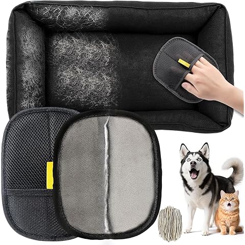 Pet Hair Removal Gloves, Static-Enhanced Pet Hair Removal Mitt, Reusable Grooming Mitt Cleaning Glove for Furniture, Carpets, Car Seats & Gentle Massage for Dogs Cats (23.5x18cm)