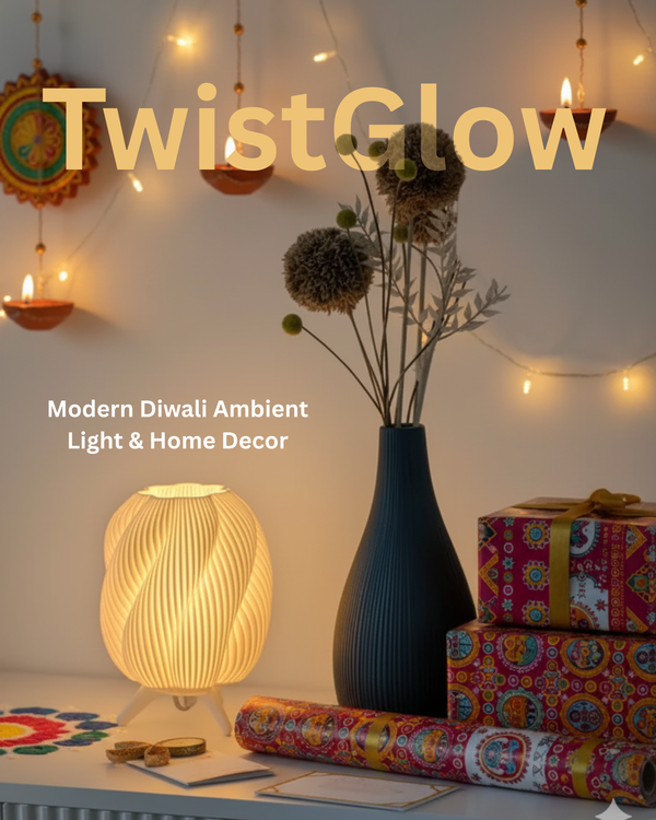 TwistGlow 3D Printed Lamp – Modern Diwali Ambient Light & Home Decor