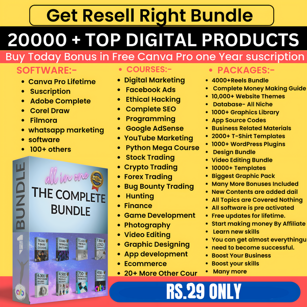 🚀 Ultimate Digital Mastery Bundle – Get Everything for Just ₹29!