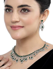 Rhodium-Plated American Diamond Necklace & Earrings Set | Elegant Jewellery for Women