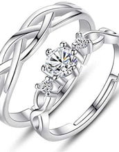 Silver stylish king Queen design Copper Silver Plated Ring Set